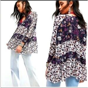 Free People Isabella Floral patchwork tunic top